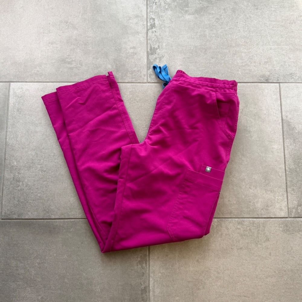 FIGS Hot Pink Cargo Scrub Pants Women Small Drawstring Technical PO# 2523